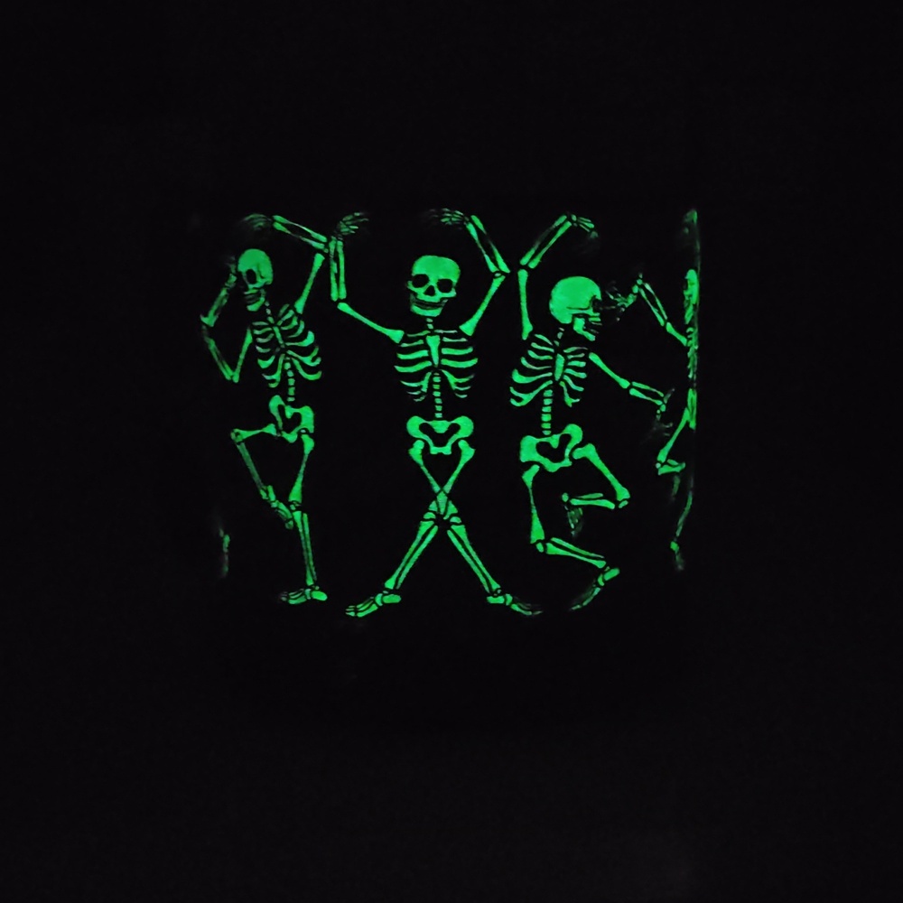 Bath & Body Works DANCING SKELETONS Glow-in-the Dark 3 Wick Candle Holder